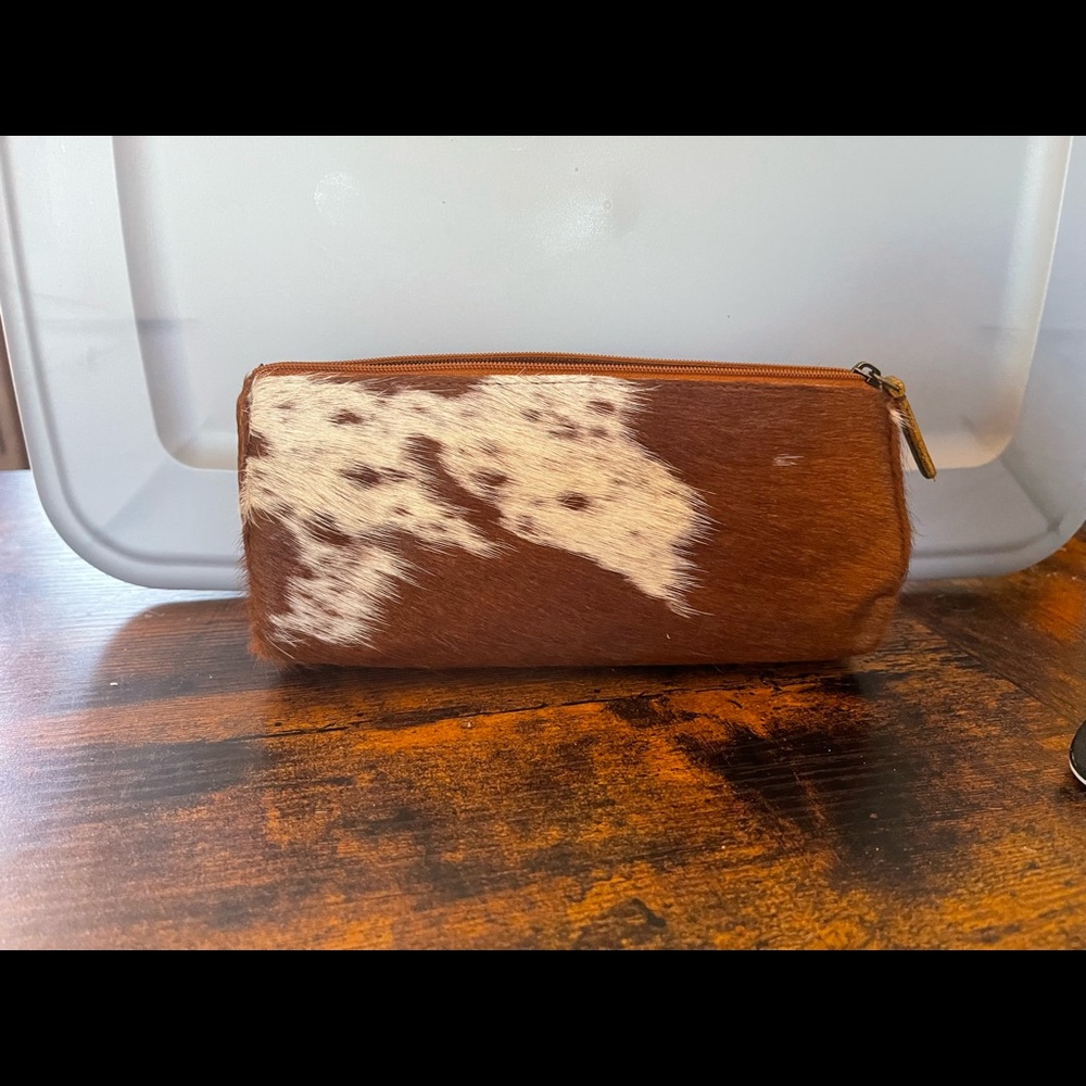 Hair on hide pencil pouch